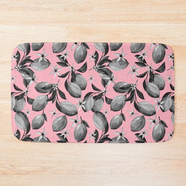 Item preview, Black and white lemon pattern on pink designed and sold by pinkyfish1010.
