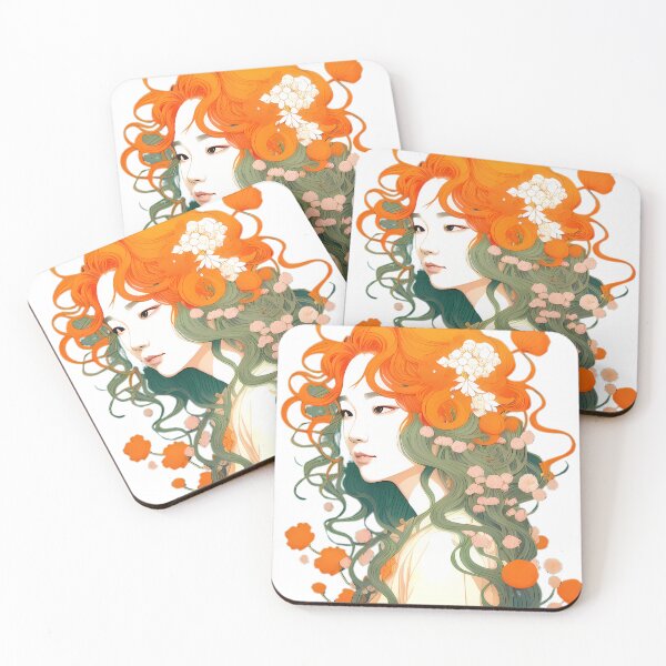 Item preview, Belleza floreciente - Retrato de una niña coreana con detalles florales vibrantes en el cabello designed and sold by GalihDA.