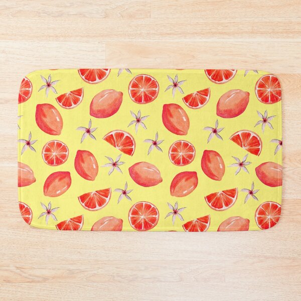 Item preview, Orange pink lemon pattern on bright yellow designed and sold by pinkyfish1010.