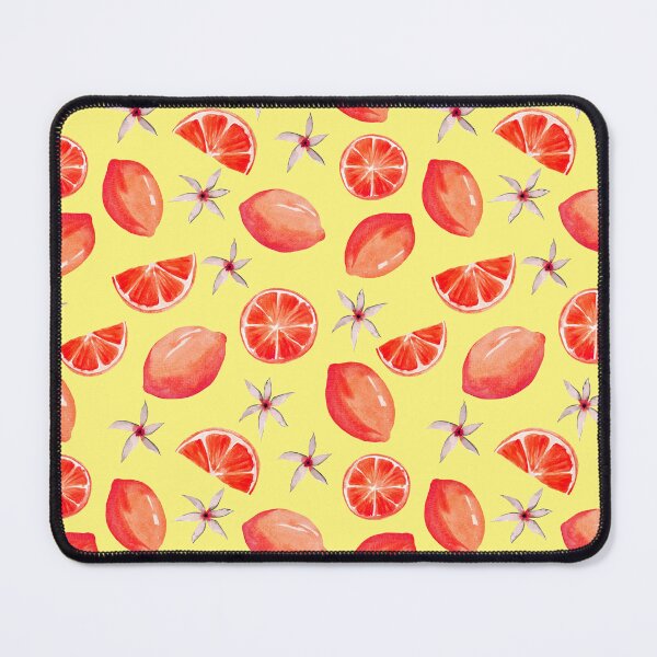 Item preview, Orange pink lemon pattern on bright yellow designed and sold by pinkyfish1010.