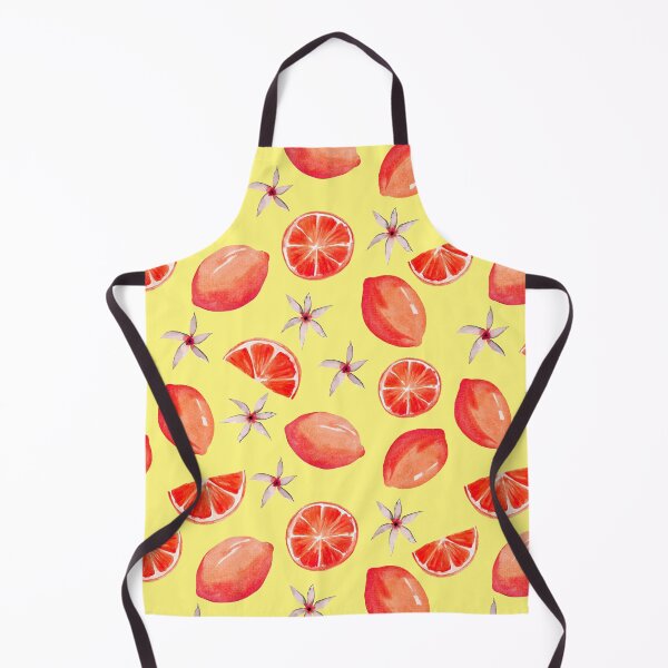 Item preview, Orange pink lemon pattern on bright yellow designed and sold by pinkyfish1010.