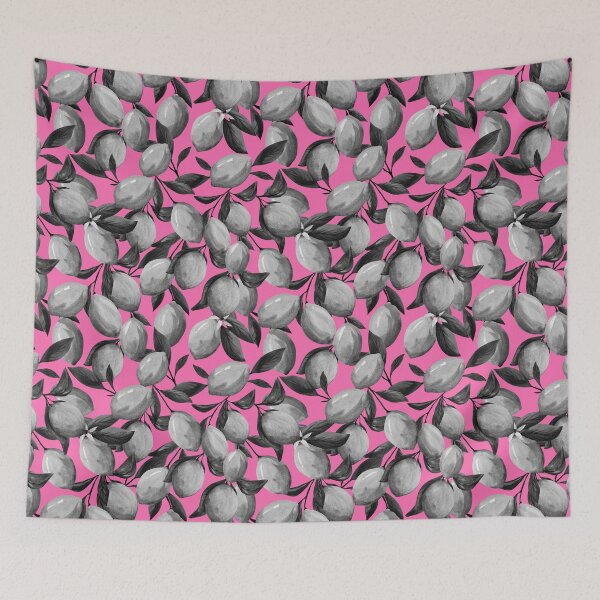 Item preview, Vintage lemons on pink pattern designed and sold by pinkyfish1010.