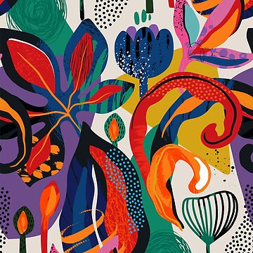 Artwork thumbnail, Modern Trendy Colorful Abstract Floral And Leaves by DEC02