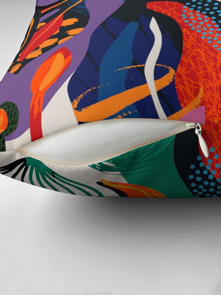 Thumbnail 2 of 4, Pillow, Modern Trendy Colorful Abstract Floral And Leaves designed and sold by DEC02.