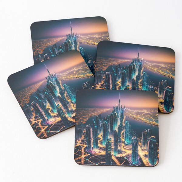 Item preview, Skyline colorful purple touch with skyscrapers in the future designed and sold by Marc Alexander Kunze.