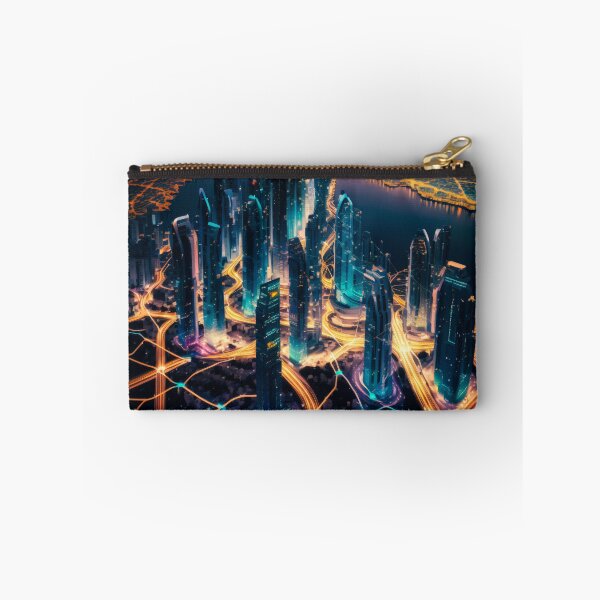 Item preview, Skyline colorful purple touch with skyscrapers in the future designed and sold by Marc Alexander Kunze.