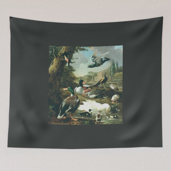 Item preview, A Peacock, Pigeon, Ducks And Other Birds In a Garden Setting by Melchior d'Hondecoeter (digitally enhanced) designed and sold by Amanda1775.