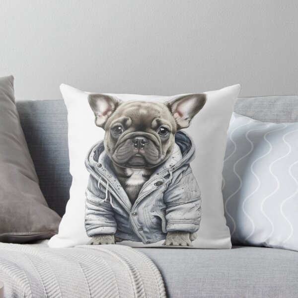Artikel-Vorschau von Welpe der französischen Bulldogge im Hoodie-Hundeaquarell-Porträt, designt und verkauft von ColorFlowArt.
