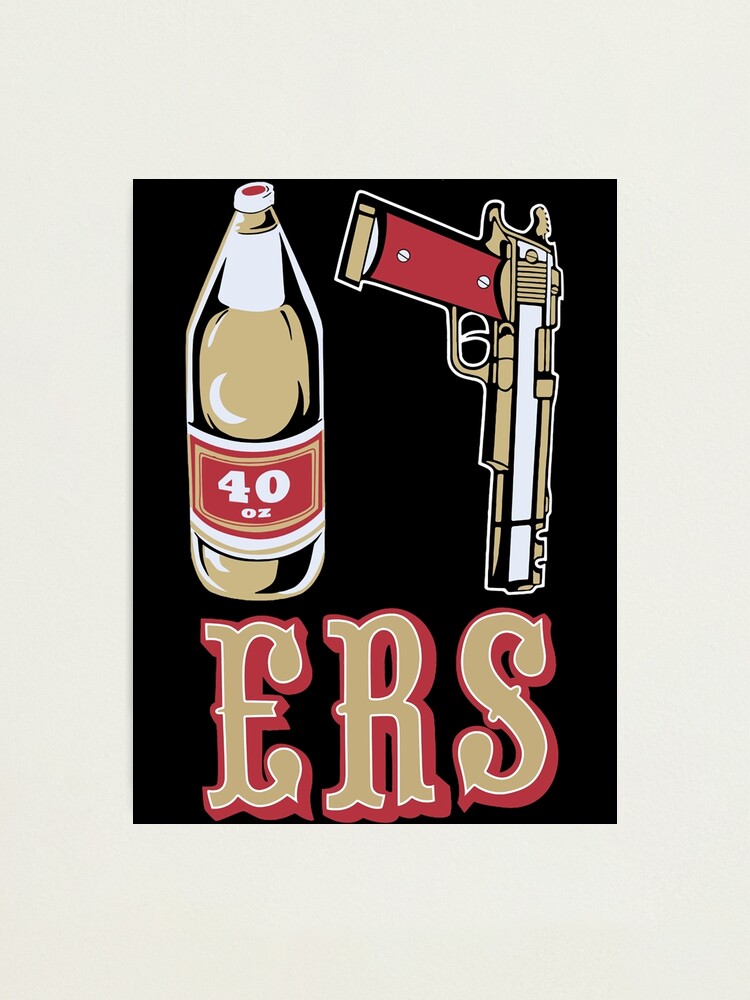 Cool Mens Black 49ers 40 OZ 9MM Gold Gun' Photographic Print for