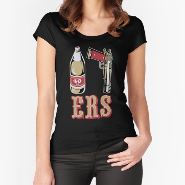 Cool Mens Black 49ers 40 OZ 9MM Gold Gun Essential T-Shirt for