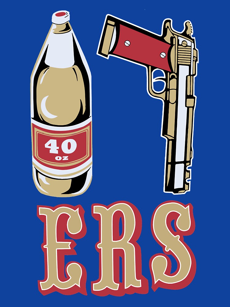 Cool Mens Black 49ers 40 OZ 9MM Gold Gun Active T-Shirt for Sale