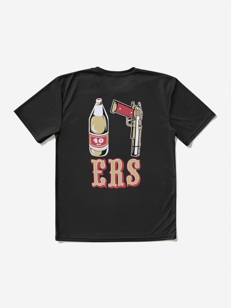 Cool Mens Black 49ers 40 OZ 9MM Gold Gun T-Shirt cat shirts