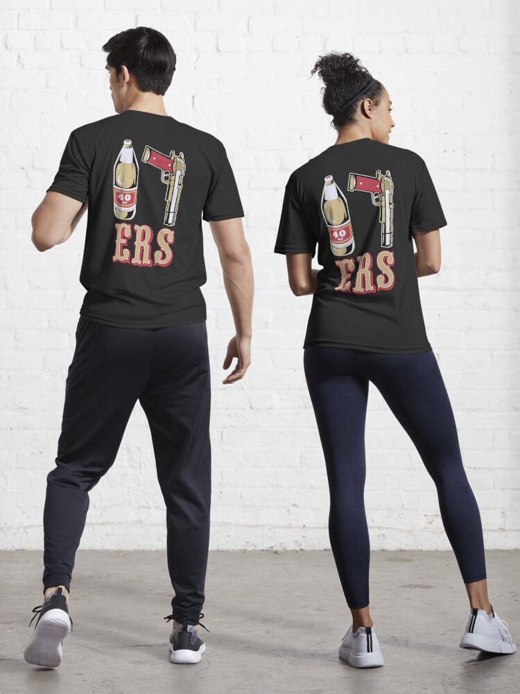 Cool Mens Black 49ers 40 OZ 9MM Gold Gun Active T-Shirt for Sale