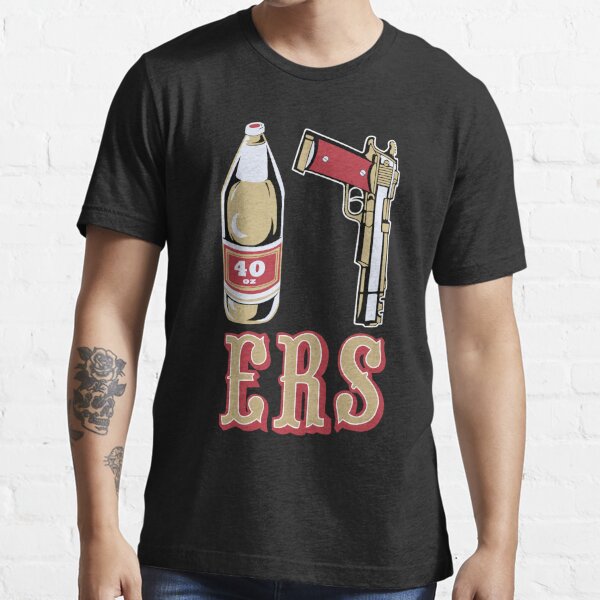 Shirtbanc Mens T Shirt 40oz 9mm Gold Gun Mens T Shirt San Francisco Pistol Golden Empire (40 Nine ers, XL)