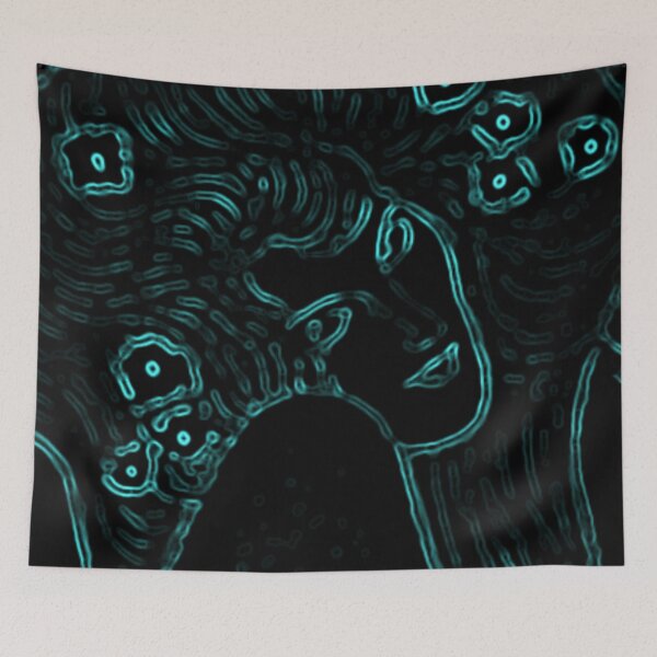 Item preview, Gustav Klimt Mermaid Green on Black Woman with Flowers in Her Long Hair Beethoven Friese Painting Monochromatic Digital Effects Edit by Veda Graphic Abstract designed and sold by kattakitty.