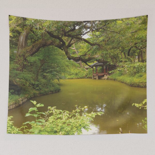 Item preview, Garden with a Body of Water (large canvas) designed and sold by Bernsberry Illustrations.