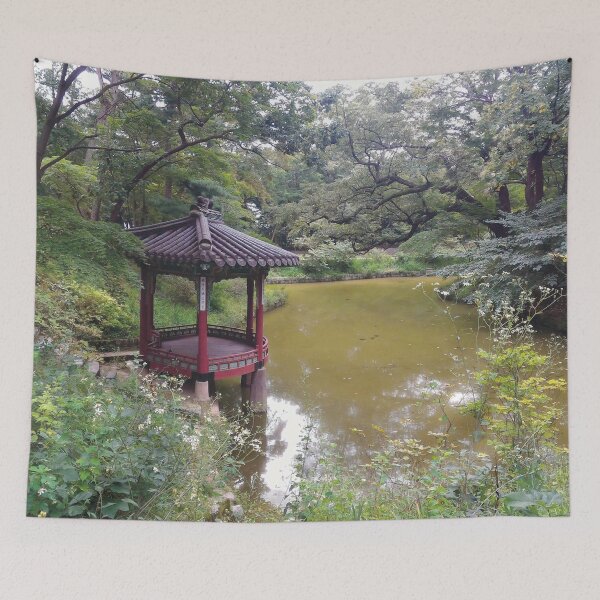 Item preview, Garden with a Body of Water II (large canvas) designed and sold by Bernsberry Illustrations.