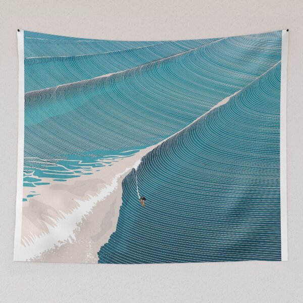 Item preview, Blue Ocean Waves Line Art designed and sold by SurfolioPrints.