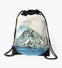 Mt. Rainier Between The Trees Drawstring Bag