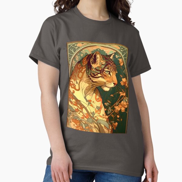 Item preview, Vintage Art Nouveau Alphonse Mucha Inspired Tiger Design designed and sold by entwithanaxe.