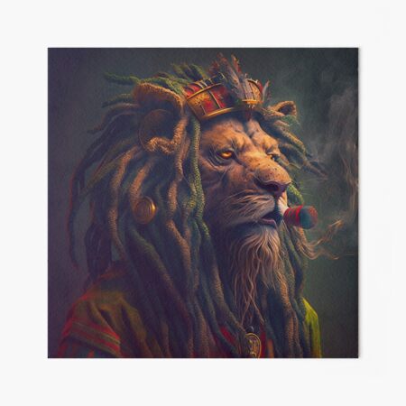 Rastafari Lion Smoking One Love Jah Bless Art Board Print for