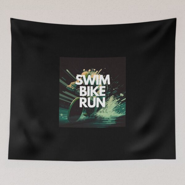 Item preview, Swim Bike Run Triathlon White on Black chaotic, Danish Pastel, Gadgetpunk, body shot, CGsociety, High contrast designed and sold by Triathlongram.