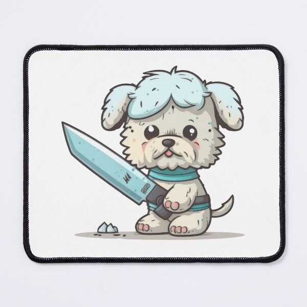 Item preview, Cute Dog With Knife Sticker Shirt Print designed and sold by NateFellhauer.