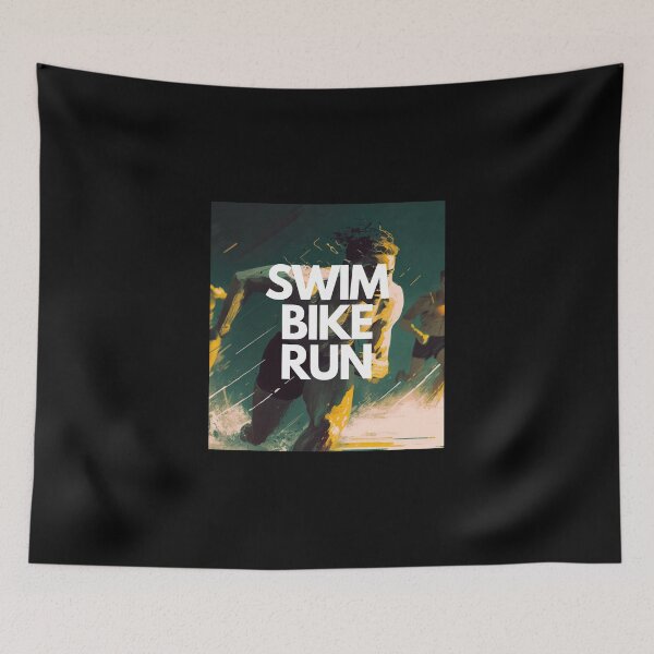 Item preview, Swim Bike Run Triathlon White on Black Danish Pastel, CGsociety, High contrast, Interactive, olive colors, McBling, film noir lighting designed and sold by Triathlongram.