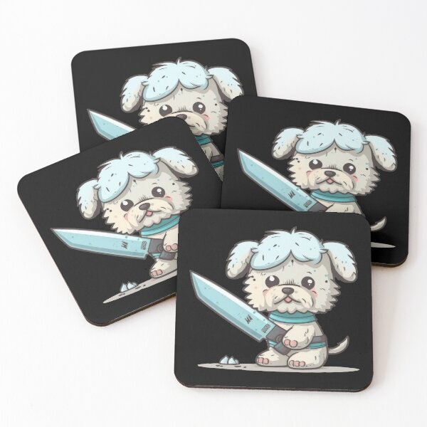 Item preview, Cute Dog With Knife Sticker Shirt Print designed and sold by NateFellhauer.