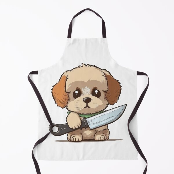 Item preview, Cute Dog With Knife Sticker Shirt Print designed and sold by NateFellhauer.