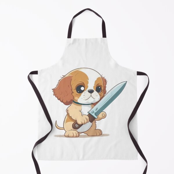 Item preview, Cute Dog With Knife Sticker Shirt Print designed and sold by NateFellhauer.