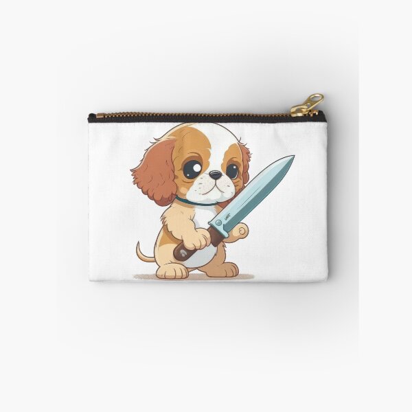Item preview, Cute Dog With Knife Sticker Shirt Print designed and sold by NateFellhauer.