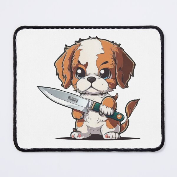 Item preview, Cute Dog With Knife Sticker Shirt Print designed and sold by NateFellhauer.