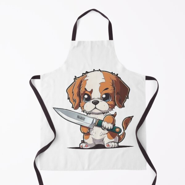 Item preview, Cute Dog With Knife Sticker Shirt Print designed and sold by NateFellhauer.