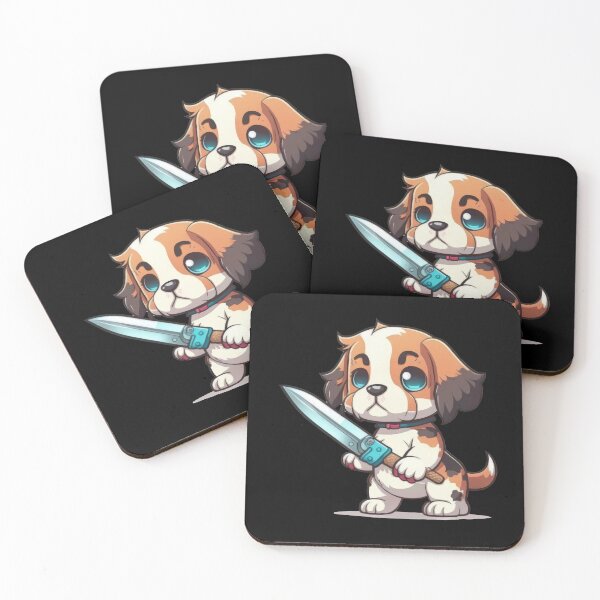 Item preview, Cute Dog With Knife Sticker Shirt Print designed and sold by NateFellhauer.