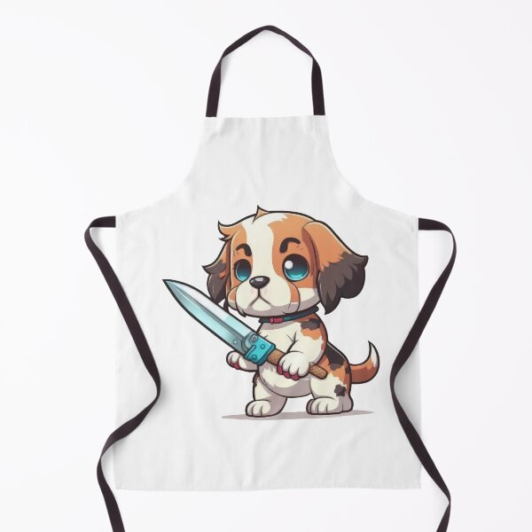 Item preview, Cute Dog With Knife Sticker Shirt Print designed and sold by NateFellhauer.
