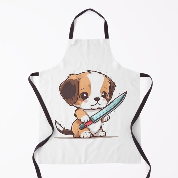 Item preview, Cute Dog With Knife Sticker Shirt Print designed and sold by NateFellhauer.