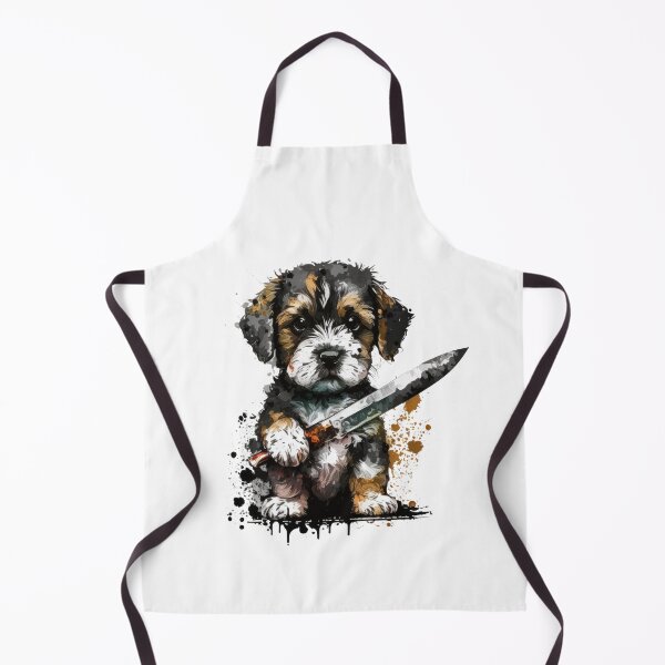 Item preview, Cute Dog With Knife Sticker Shirt Print designed and sold by NateFellhauer.