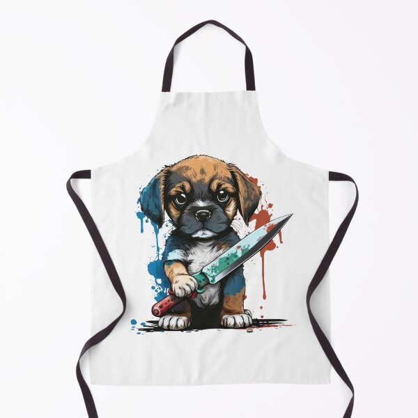 Item preview, Cute Dog With Knife Sticker Shirt Print designed and sold by NateFellhauer.