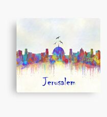 Jerusalem city skyline watercolor print Canvas Print