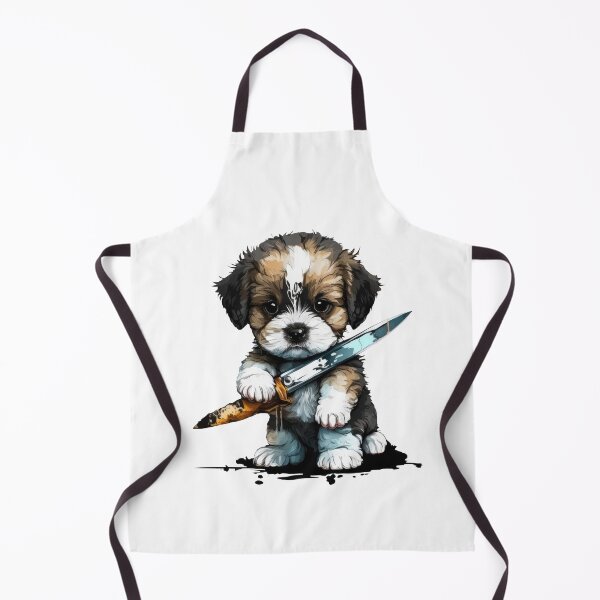Item preview, Cute Dog With Knife Sticker Shirt Print designed and sold by NateFellhauer.