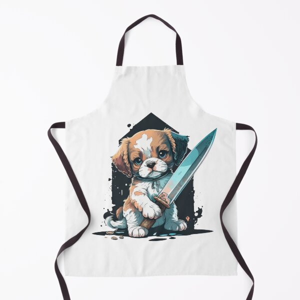 Item preview, Cute Dog With Knife Sticker Shirt Print designed and sold by NateFellhauer.