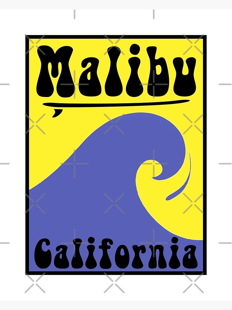 Surfing Malibu Beach California Retro 70's Hippie Hippy Poster for Sale by  MyHandmadeSigns