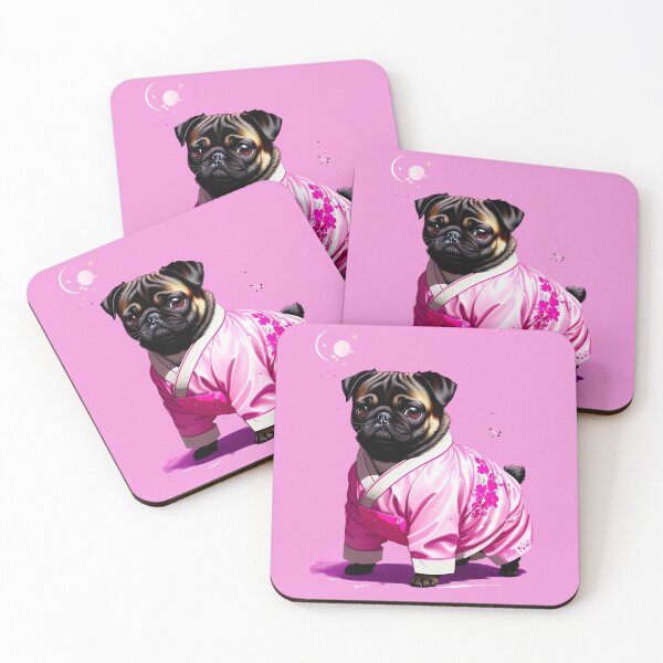 Item preview, Tranquil Pug in Pink Hanbok Enjoying the Serenity of Moonlight designed and sold by Pawsitive Palette.