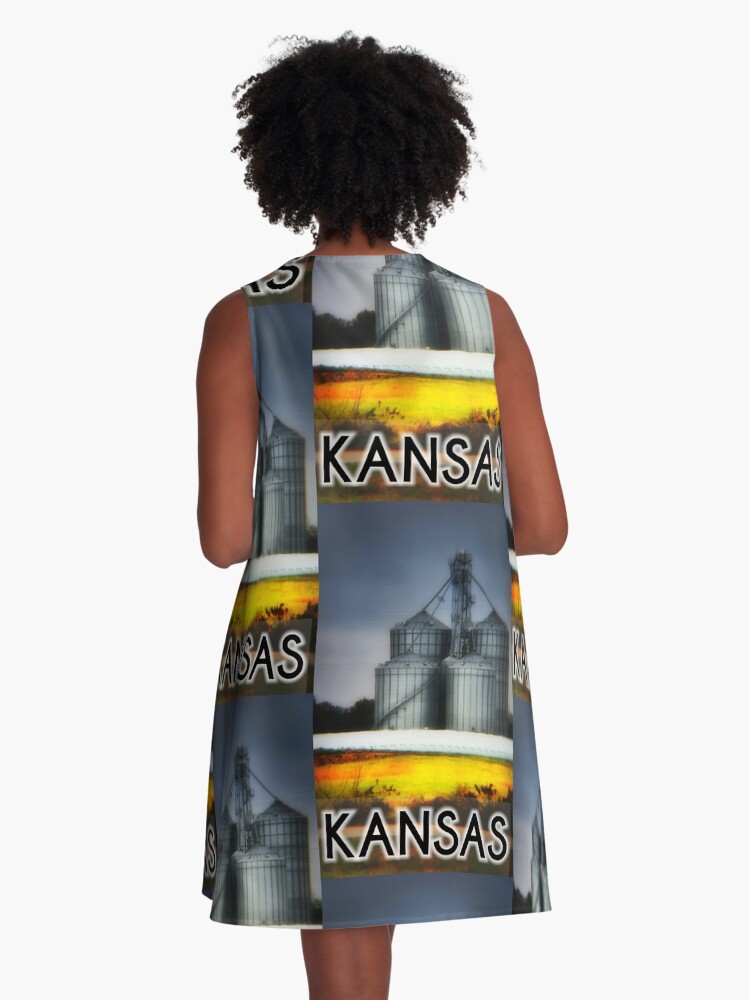 Thumbnail 3 of 4, A-Line Dress, Grain Of The Plains - Kansas designed and sold by kinkatstyle.