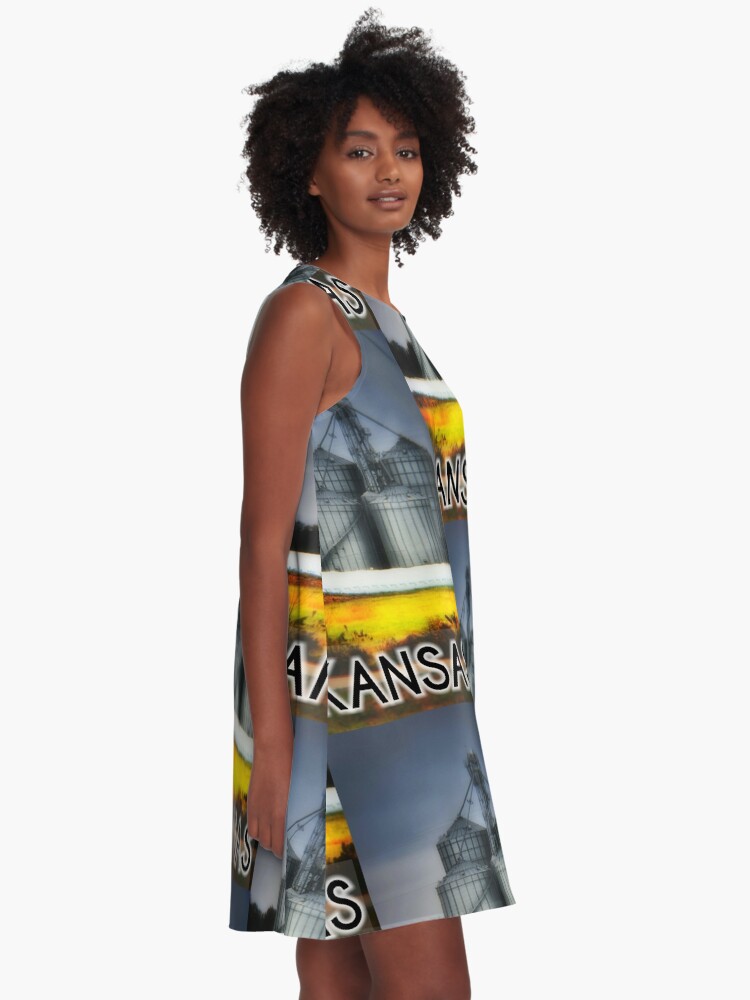 Thumbnail 2 of 4, A-Line Dress, Grain Of The Plains - Kansas designed and sold by kinkatstyle.