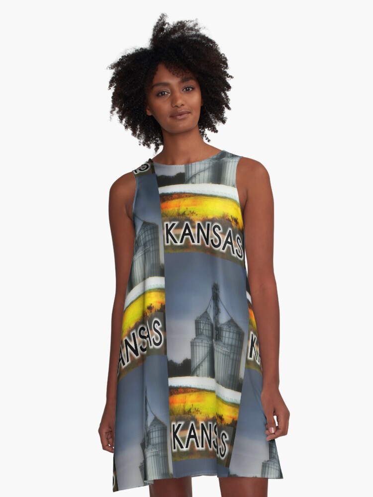 Thumbnail 1 of 4, A-Line Dress, Grain Of The Plains - Kansas designed and sold by kinkatstyle.