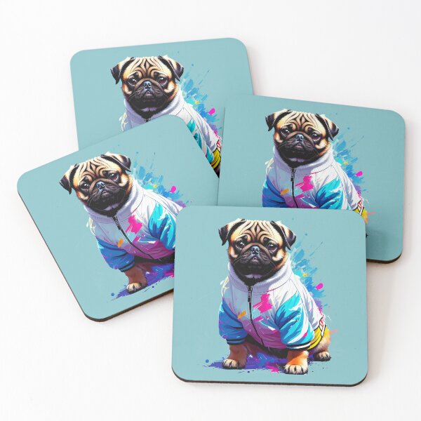 Item preview, Charming Pug in Trendy Varsity Jacket designed and sold by Pawsitive Palette.