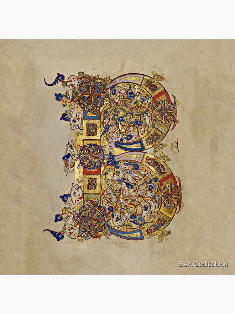 Thumbnail 4 of 4, Pillow, Inhabited Initial B of a Breviary from Montecassino (1153 AD) designed and sold by SexyCodicology.