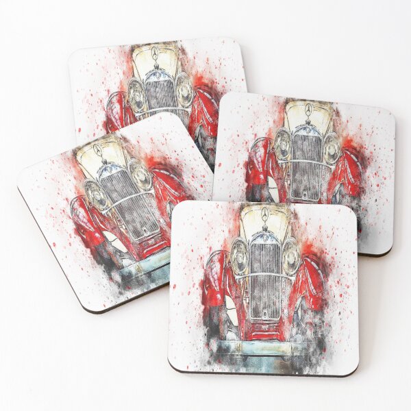 Item preview, Vintage Mercedes Benz Acuarela Splash Coche Rojo Automóvil designed and sold by PixelPizzazz.